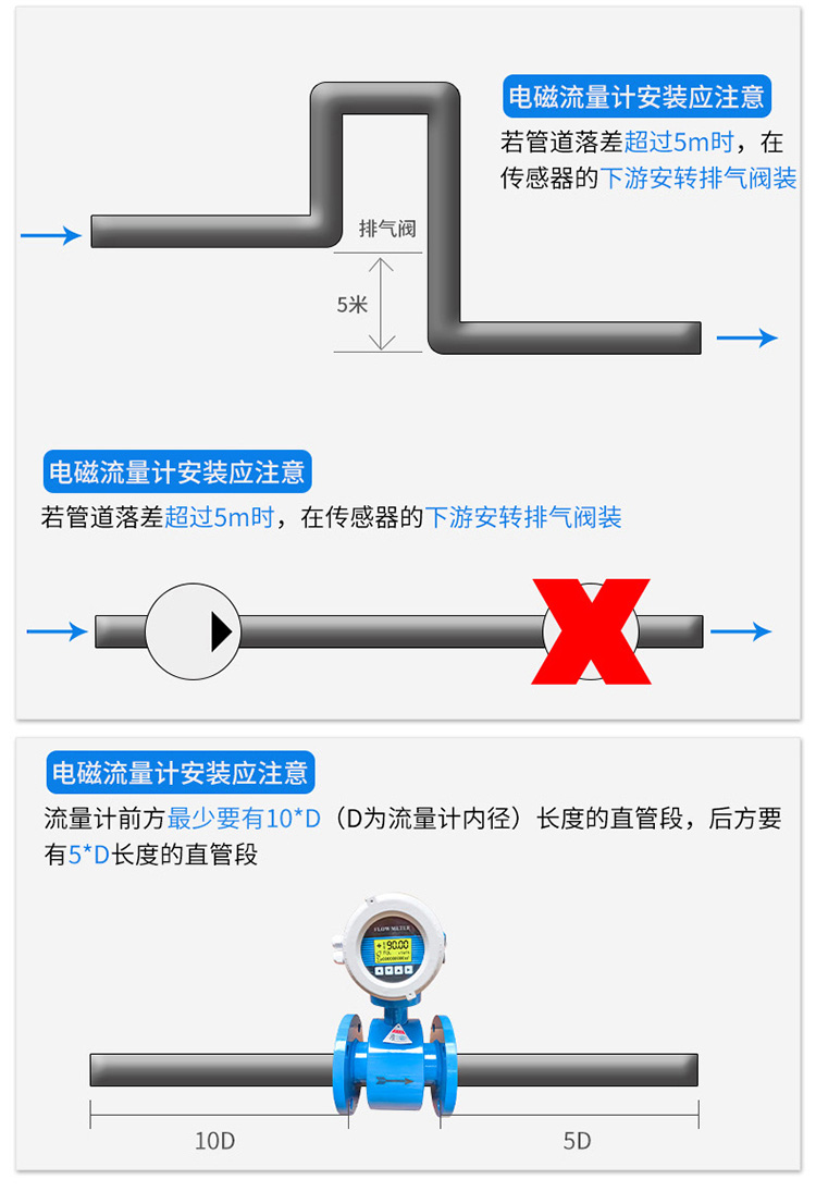 防腐型電磁流量計(jì)安裝注意事項(xiàng)